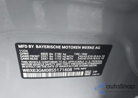 2025 BMW X2 xDrive28I z USA, uszkodzony, nr VIN WBX63GM08S5171608